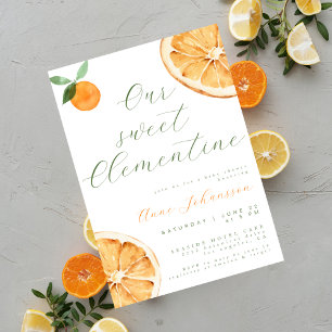 Our Little Clementine Elegant Script Baby Shower Invitation