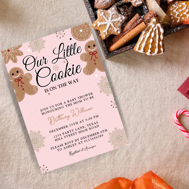 Our Little Cookie Girl Pink Christmas Baby Shower Invitation (Creator Uploaded)