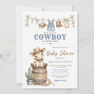 Our Little Cowboy Modern Baby Shower Invitation