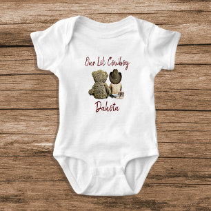 Our Little Cowboy Personalised Baby Boy Baby Bodysuit