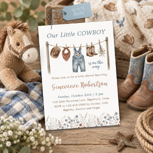 Our Little Cowboy Vintage Western Baby Shower Invitation