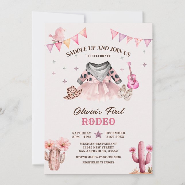 Our Little Cowgirl Western First Rodeo Birthday Invitation (Front)