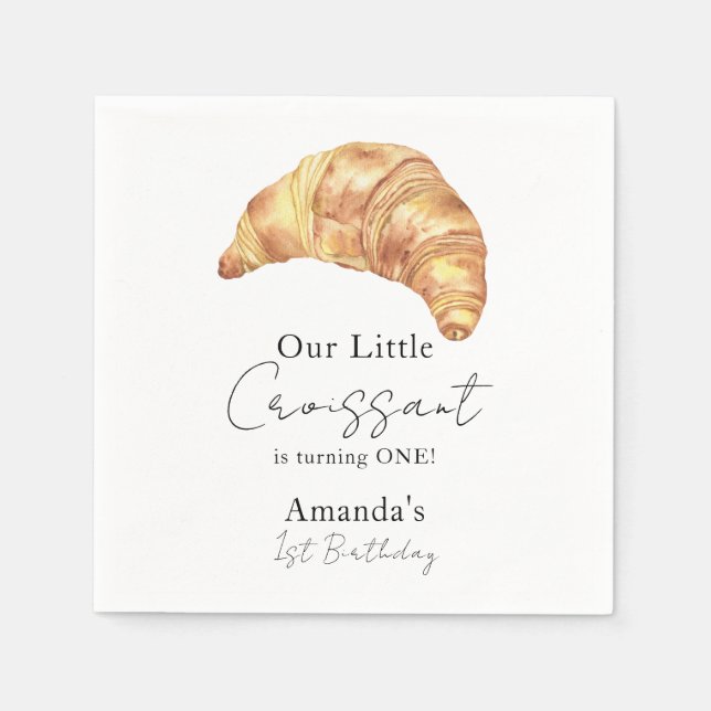 Our Little Croissant 1st Birthday Party Napkin (Front)