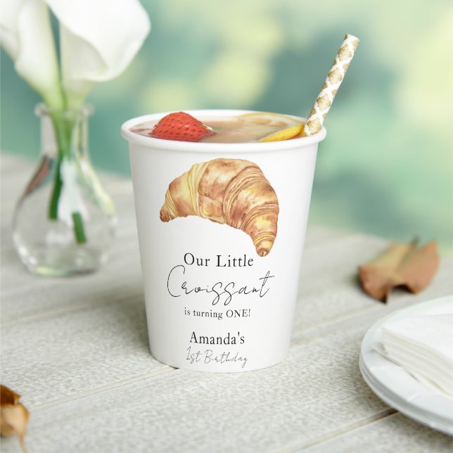 Our Little Croissant 1st Birthday Party Paper Cups (Insitu)
