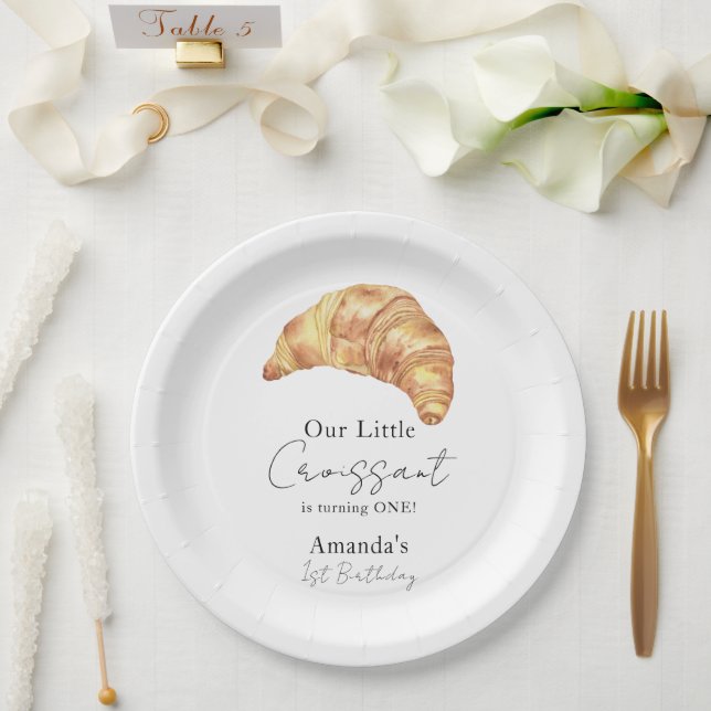 Our Little Croissant 1st Birthday Party Paper Plate (Wedding)
