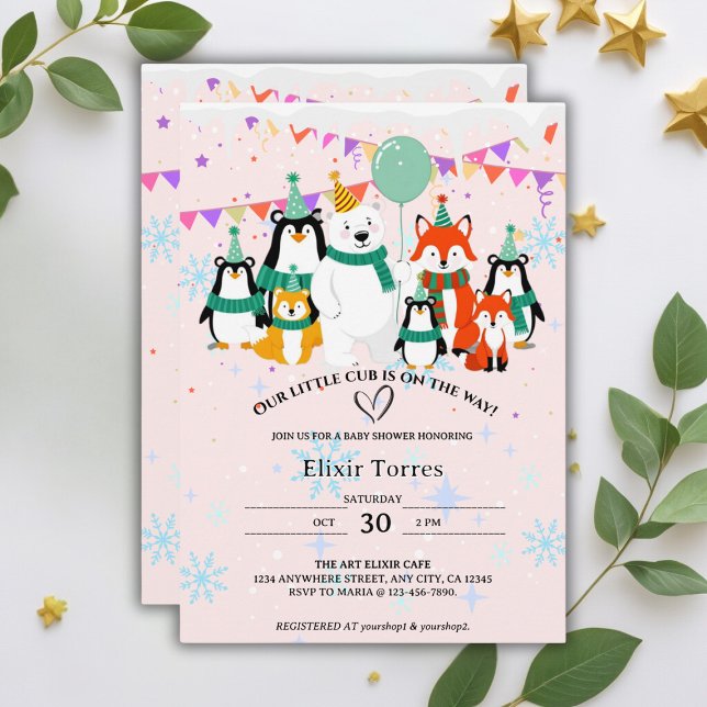 Our Little Cub | Arctic Animals Baby Shower Invitation (Creator Uploaded)