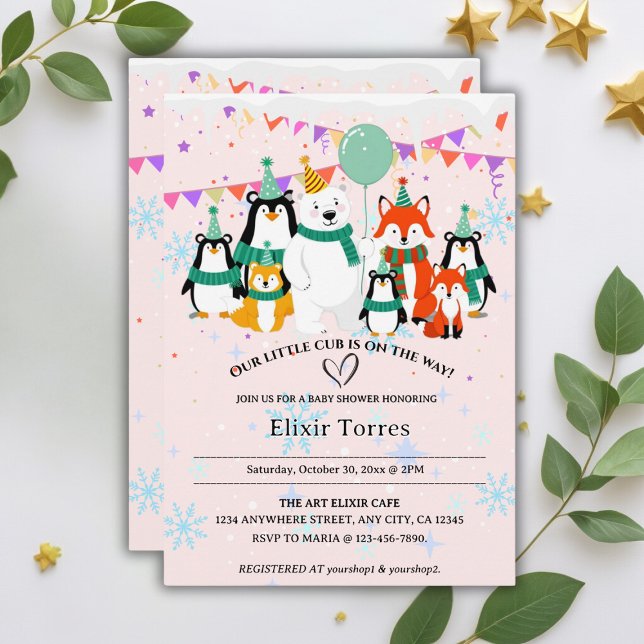Our Little Cub | Arctic Animals Baby Shower Invitation (Creator Uploaded)