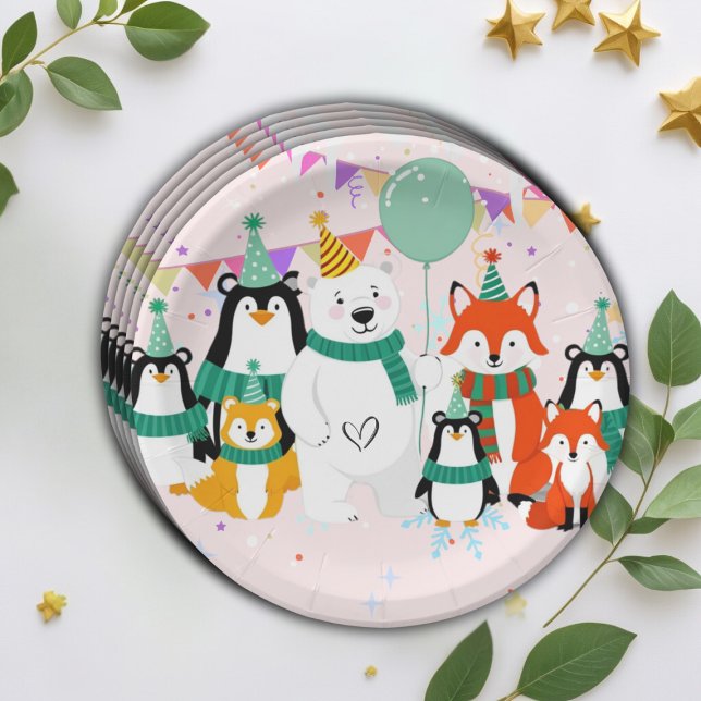 Our Little Cub | Arctic Animals Baby Shower Paper Plate (Creator Uploaded)