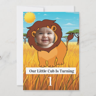 Our Little Cub Is Turning 1 Birthday Invitation |
