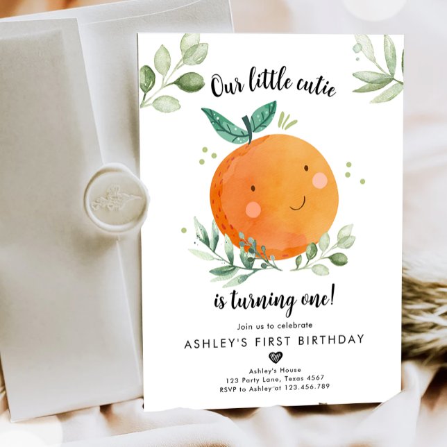 Our Little Cutie Clementine Orange First Birthday  Invitation (Creator Uploaded)