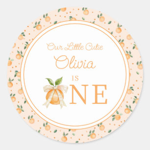 Our Little Cutie Is One First Birthday Classic Round Sticker