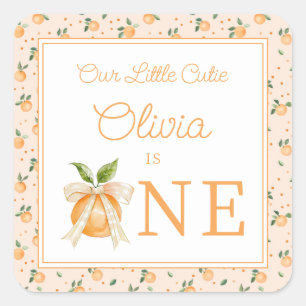 Our Little Cutie Is One First Birthday Square Sticker