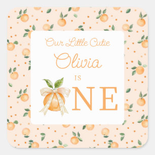 Our Little Cutie Is One First Birthday Square Sticker
