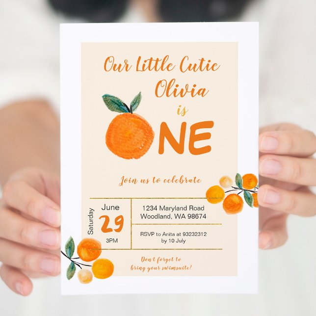 Our little cutie orange 1st Birthday Invitation (Creator Uploaded)