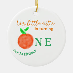 Our little cutie orange one birthday citrus fruit  ceramic tree decoration