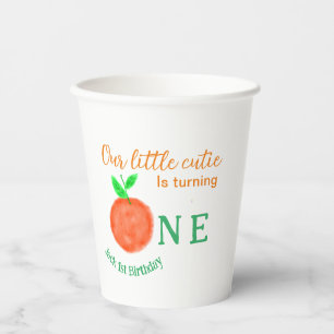 Our little cutie orange one birthday citrus fruit  paper cups