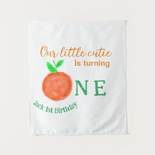 Our little cutie orange one birthday citrus fruit  tapestry