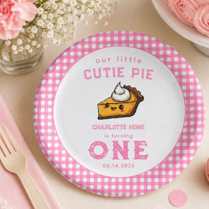 Our Little Cutie Pi Day 1st Birthday pink Paper Plate