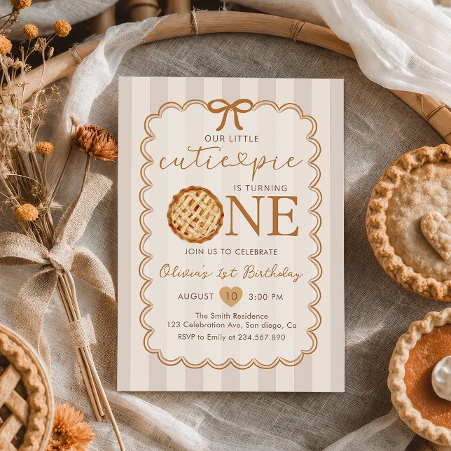 Our Little Cutie Pie Fall 1st Birthday Invitation (Creator Uploaded)