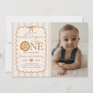 Our Little Cutie Pie Fall 1st Birthday Photo Invitation