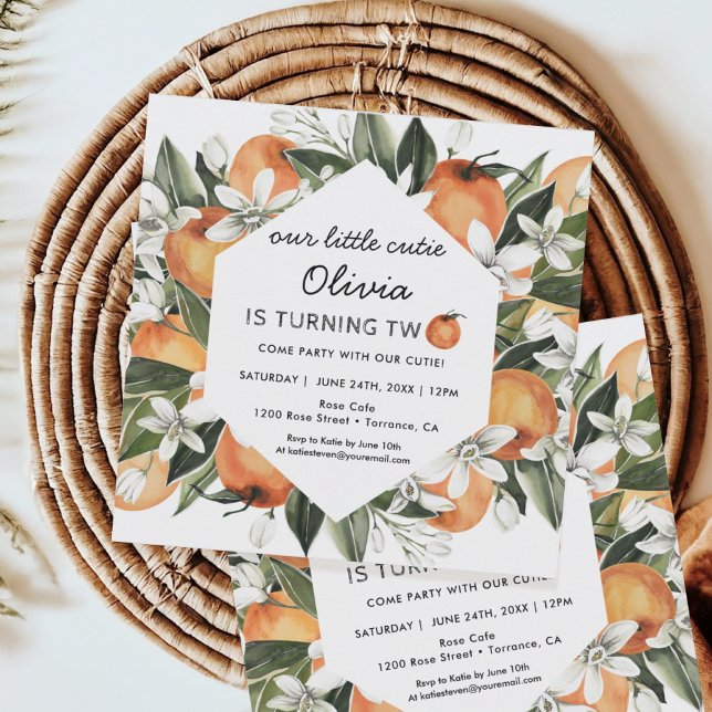 Our Little Cutie Turning Two 2nd Birthday Party  Invitation (Creator Uploaded)