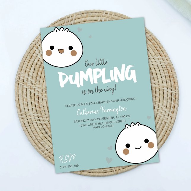 Our Little Dumpling Blue Boy Baby Shower  Invitation (Creator Uploaded)