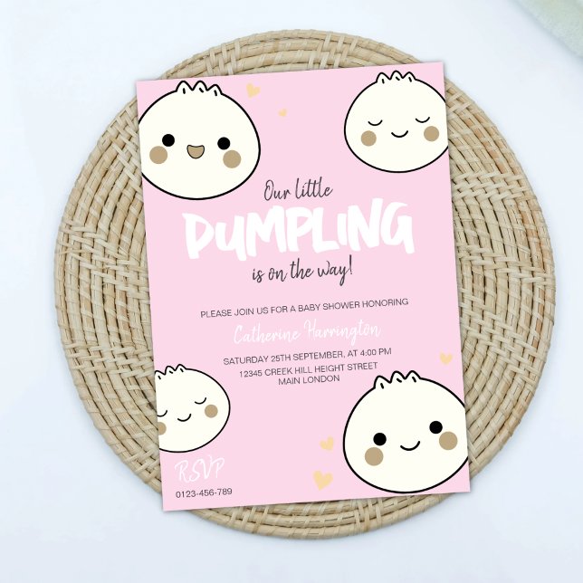 Our Little Dumpling Pink Girl Shower Invitation (Creator Uploaded)
