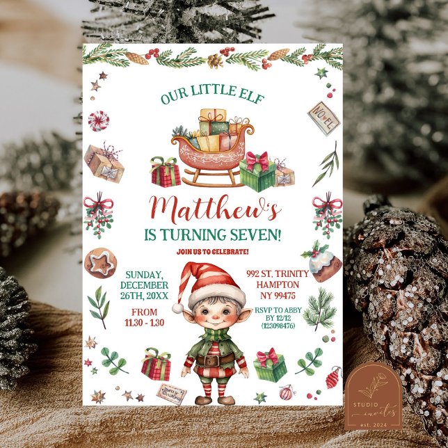 Our Little Elf Christmas Cookie Birthday Boy Invitation (Creator Uploaded)