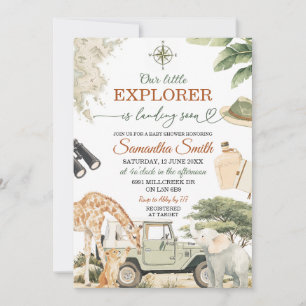Our Little Explorer Wild Safari Baby Shower Invitation