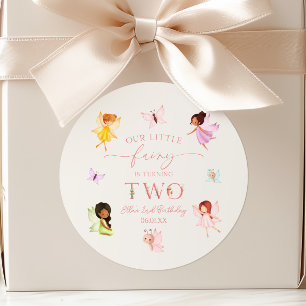 Our Little Fairy Enchanted 2nd Birthday Party Classic Round Sticker