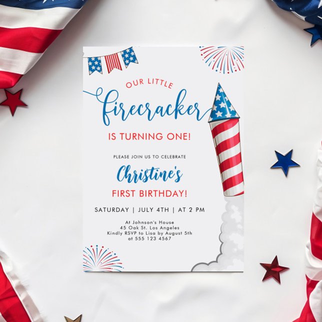 Our Little Firecracker 1st Birthday Invitation (Creator Uploaded)