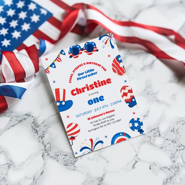 Our Little Firecracker 1st Birthday Party Invitation (Creator Uploaded)