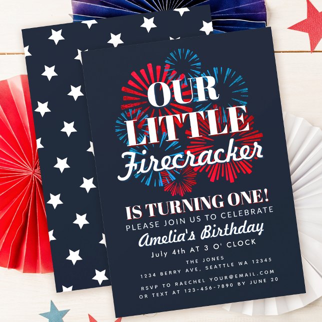 Our Little Firecracker  4TH of July  1st Birthday Invitation (Creator Uploaded)