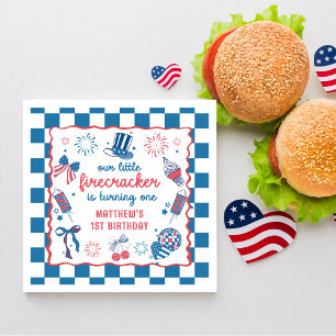 Our Little Firecracker 4th of July 1st Birthday Napkin