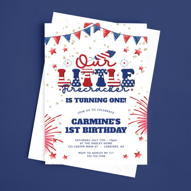 Our Little Firecracker Boys 1st Birthday Invitation (Creator Uploaded)