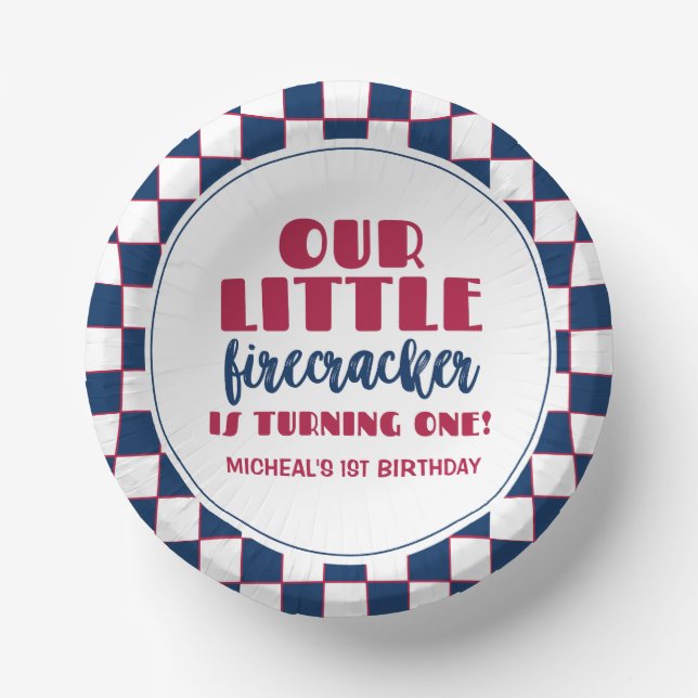 Our little firecracker First birthday Paper Plate (Front)