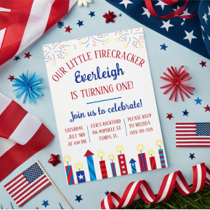 Our Little Firecracker is Turning ONE! Birthday Invitation