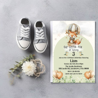 Our Little Fox Birthday Party Invitation