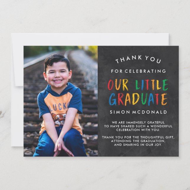 OUR LITTLE GRADUATE | CHALKBOARD GRADUATION THANK YOU CARD (Front)