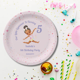 Our Little Gymnast Is Turning 5  Pink Birthday Paper Plate
