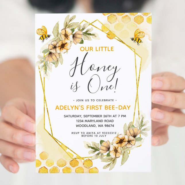 Our Little Honey Bee 1st Birthday Invitation (Creator Uploaded)