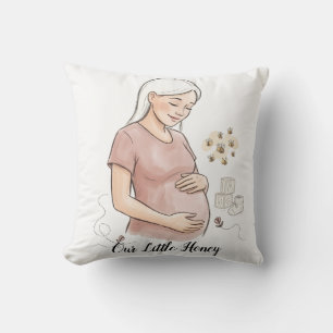 Our Little Honey Cute Pregnancy Announcement Cushion