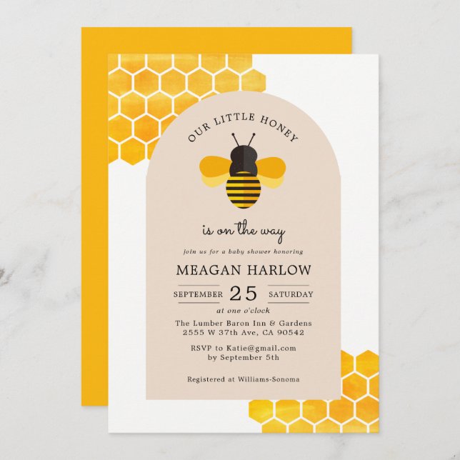 Our little Honey Is On the Way Baby Shower Invitation (Front/Back)