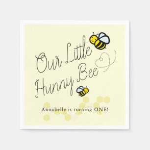 Our Little Hunny Bee Yellow Girl Birthday Paper Napkin