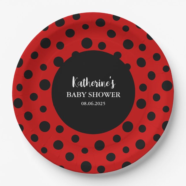 Our little lady is on her way girl baby shower  paper plate (Front)