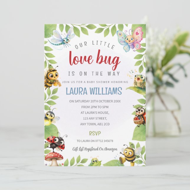 Our Little Love Bug Baby Shower Invitation (Standing Front)