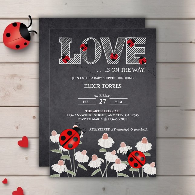 Our Little Love Bug Chalkboard Baby Shower Invitation (Creator Uploaded)