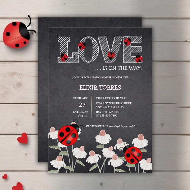 Our Little Love Bug Chalkboard Baby Shower Invitation (Creator Uploaded)