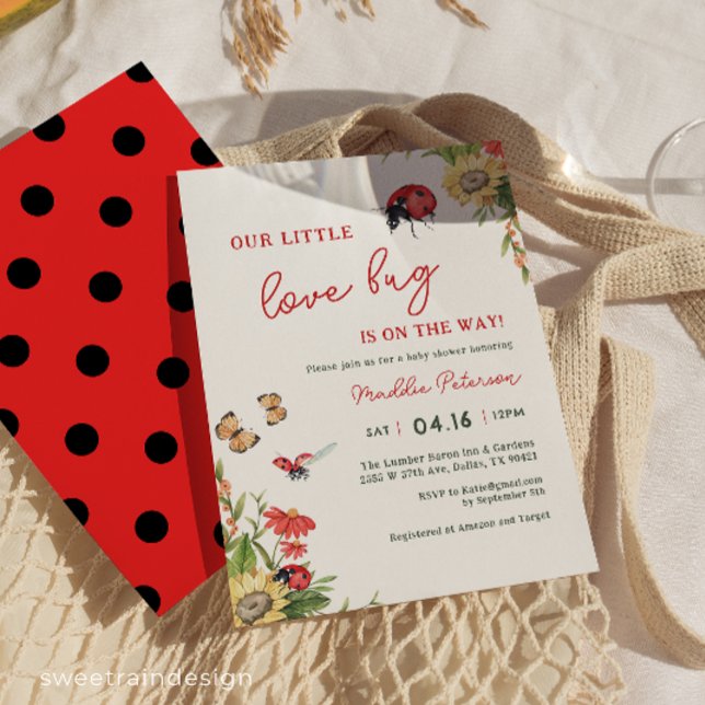Our Little Love Bug Ladybug Girl Baby Shower Invitation (Creator Uploaded)