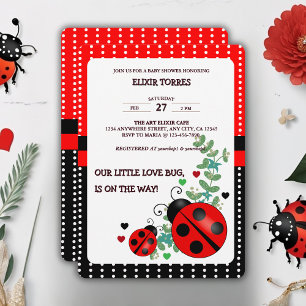 Our Little Love Bug Red Black Baby Shower Invitation